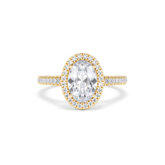 Georgina Lab Oval Diamond Halo Engagement Ring 18K Gold 2.05ct F/VS1