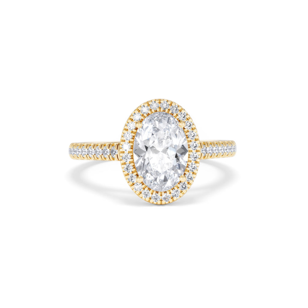 Georgina Lab Oval Diamond Halo Engagement Ring 18K Gold 2.05ct F/VS1