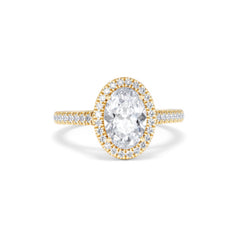 Georgina Lab Oval Diamond Halo Engagement Ring 18K Gold 2.05ct F/VS1