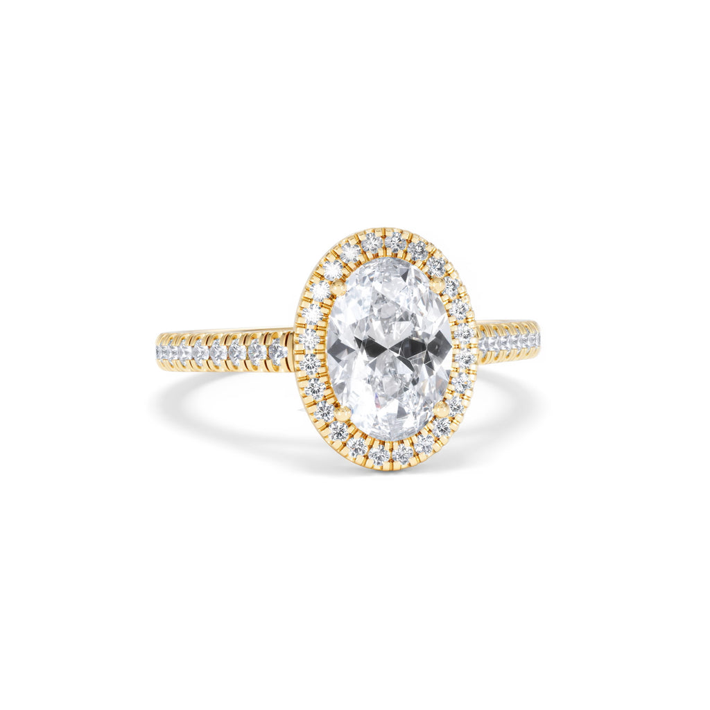 Georgina Lab Oval Diamond Halo Engagement Ring 18K Gold 2.05ct F/VS1