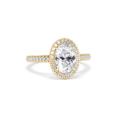 Georgina Lab Oval Diamond Halo Engagement Ring 18K Gold 2.05ct F/VS1