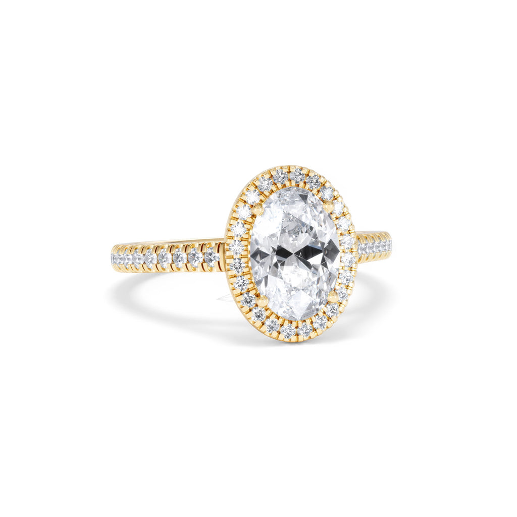 Georgina Lab Oval Diamond Halo Engagement Ring 18K Gold 2.05ct F/VS1