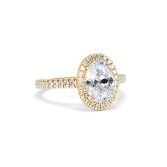 Georgina Lab Oval Diamond Halo Engagement Ring 18K Gold 2.05ct F/VS1