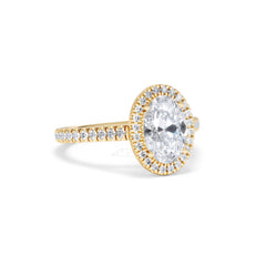 Georgina Lab Oval Diamond Halo Engagement Ring 18K Gold 2.05ct F/VS1