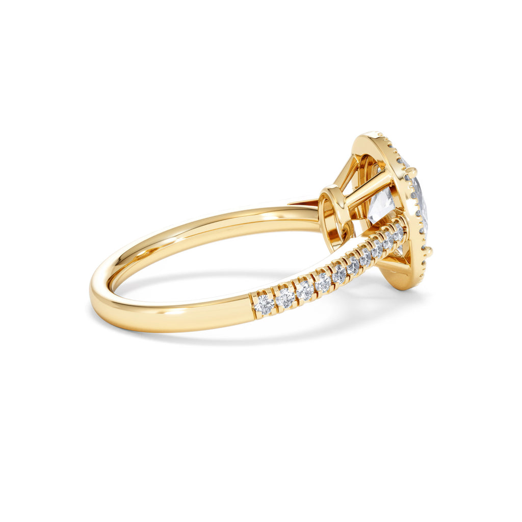 Georgina Lab Oval Diamond Halo Engagement Ring 18K Gold 2.05ct F/VS1