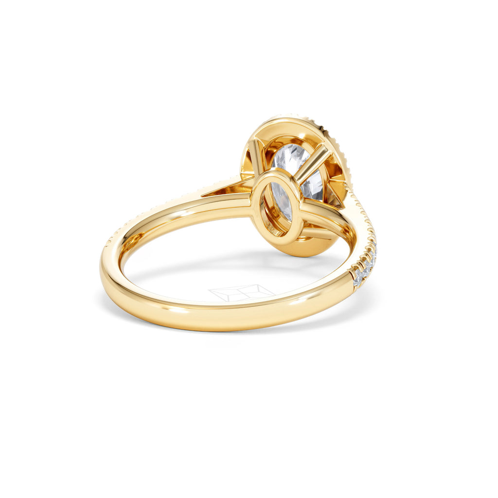 Georgina Lab Oval Diamond Halo Engagement Ring 18K Gold 2.05ct F/VS1