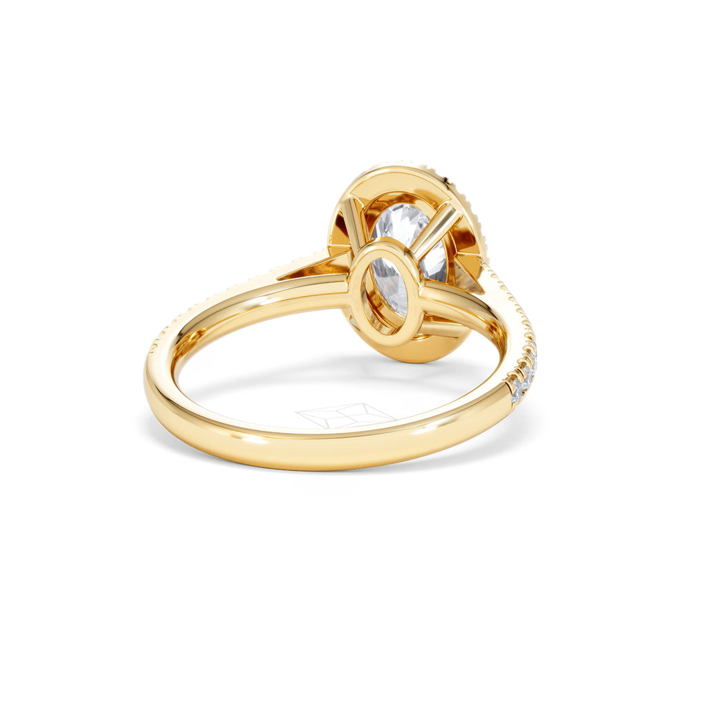 Georgina Lab Oval Diamond Halo Engagement Ring 18K Gold 2.05ct F/VS1