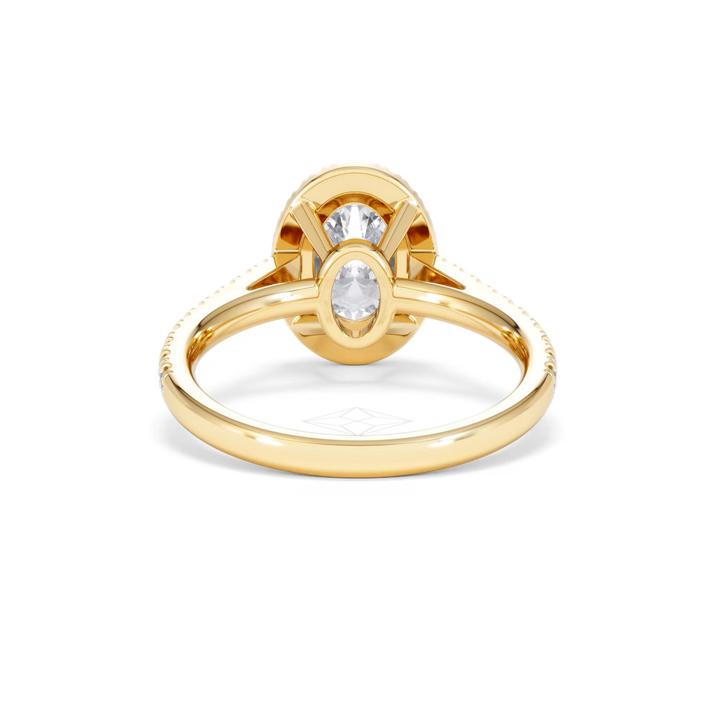 Georgina Lab Oval Diamond Halo Engagement Ring 18K Gold 2.05ct F/VS1