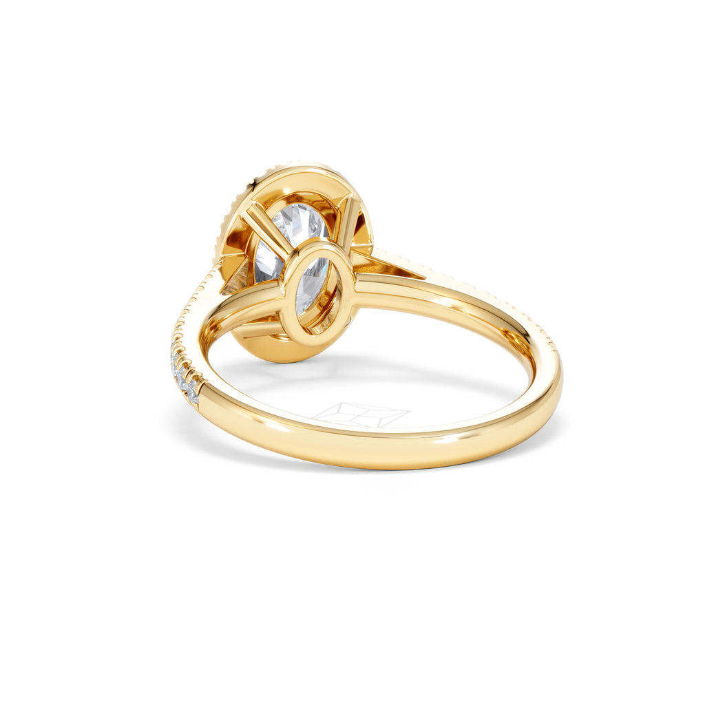 Georgina Lab Oval Diamond Halo Engagement Ring 18K Gold 2.05ct F/VS1