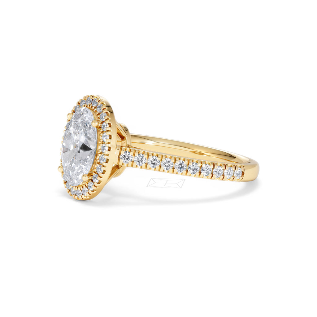 Georgina Lab Oval Diamond Halo Engagement Ring 18K Gold 2.05ct F/VS1
