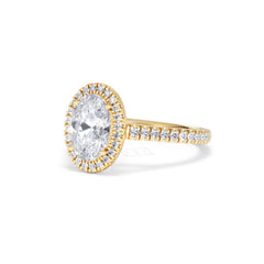 Georgina Lab Oval Diamond Halo Engagement Ring 18K Gold 2.05ct F/VS1
