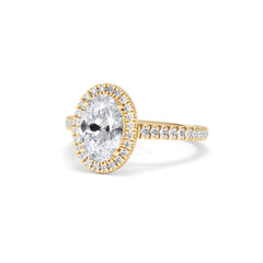 Georgina Lab Oval Diamond Halo Engagement Ring 18K Gold 2.05ct F/VS1