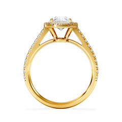 Georgina Lab Oval Diamond Halo Engagement Ring 18K Gold 2.05ct F/VS1