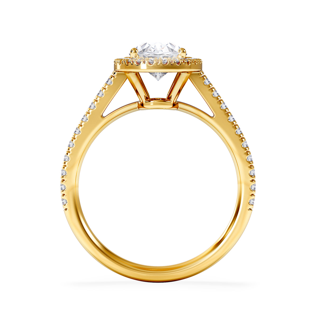 Georgina Lab Oval Diamond Halo Engagement Ring 18K Gold 2.05ct F/VS1