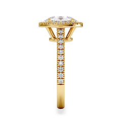 Georgina Lab Oval Diamond Halo Engagement Ring 18K Gold 2.05ct F/VS1