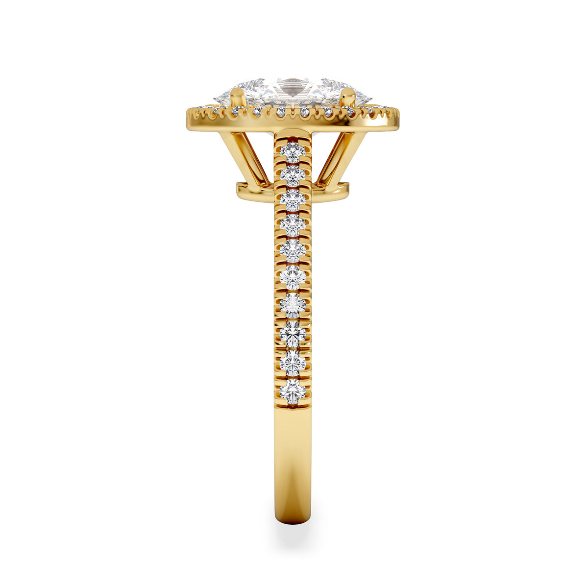 Georgina Lab Oval Diamond Halo Engagement Ring 18K Gold 2.05ct F/VS1