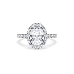 Georgina Lab Oval Diamond Halo Engagement Ring 18K White Gold 2.55ct F/VS1