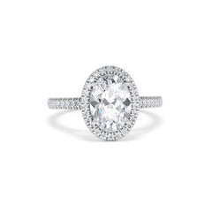 Georgina Lab Oval Diamond Halo Engagement Ring 18K White Gold 2.55ct F/VS1