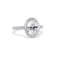 Georgina Lab Oval Diamond Halo Engagement Ring 18K White Gold 2.55ct F/VS1