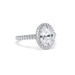 Georgina Lab Oval Diamond Halo Engagement Ring 18K White Gold 2.55ct F/VS1