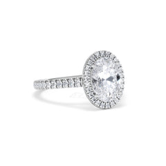 Georgina Lab Oval Diamond Halo Engagement Ring 18K White Gold 2.55ct F/VS1