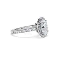 Georgina Lab Oval Diamond Halo Engagement Ring 18K White Gold 2.55ct F/VS1