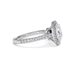Georgina Lab Oval Diamond Halo Engagement Ring 18K White Gold 2.55ct F/VS1