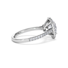 Georgina Lab Oval Diamond Halo Engagement Ring 18K White Gold 2.55ct F/VS1