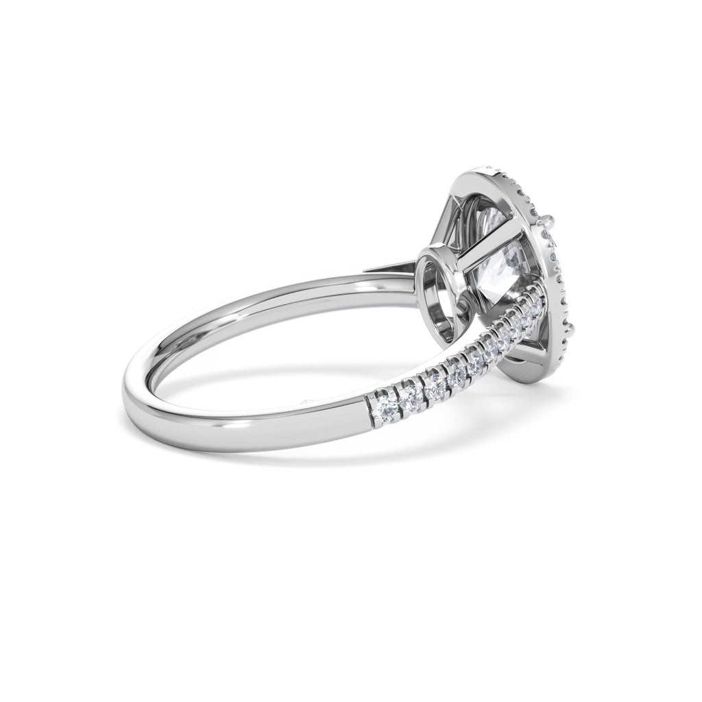 Georgina Lab Oval Diamond Halo Engagement Ring 18K White Gold 2.55ct F/VS1