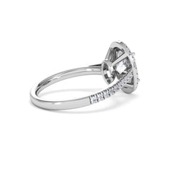 Georgina Lab Oval Diamond Halo Engagement Ring 18K White Gold 2.55ct F/VS1