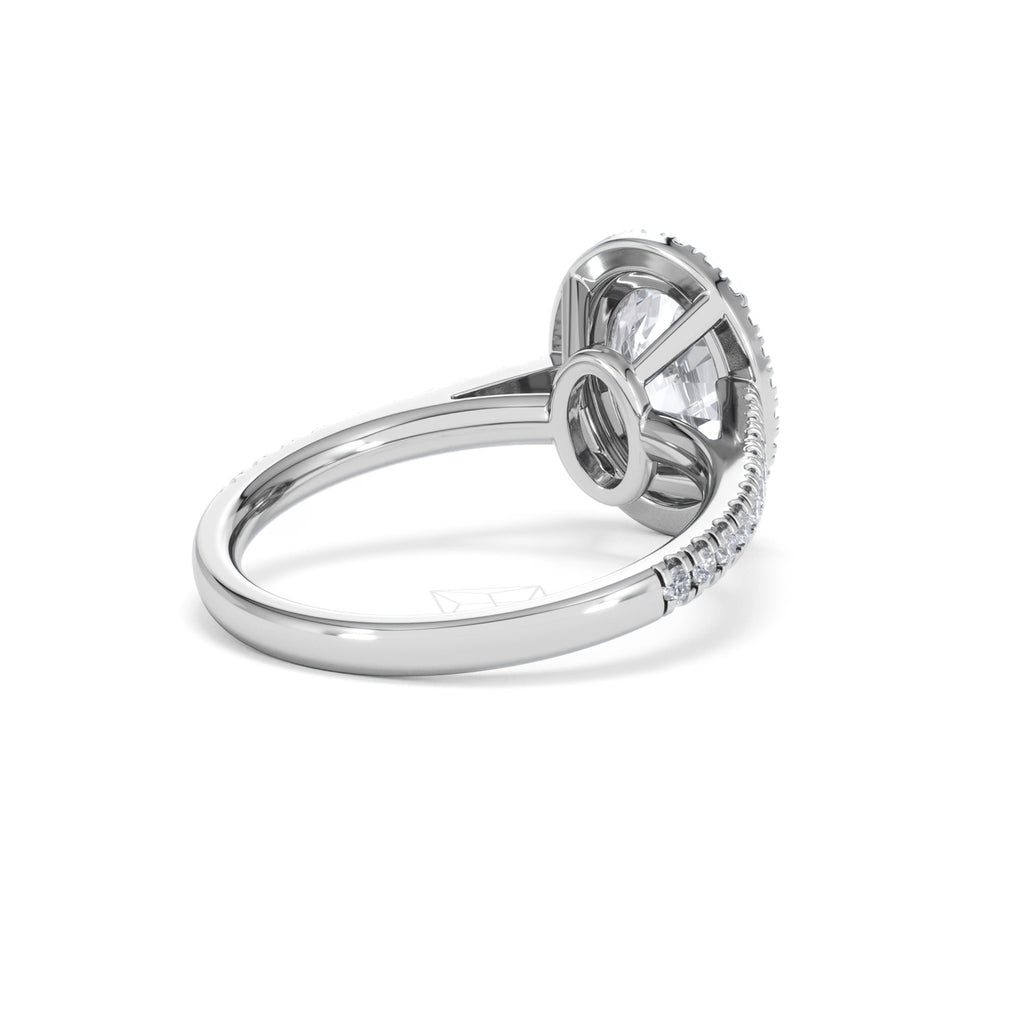 Georgina Lab Oval Diamond Halo Engagement Ring 18K White Gold 2.55ct F/VS1