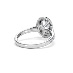 Georgina Lab Oval Diamond Halo Engagement Ring 18K White Gold 2.55ct F/VS1