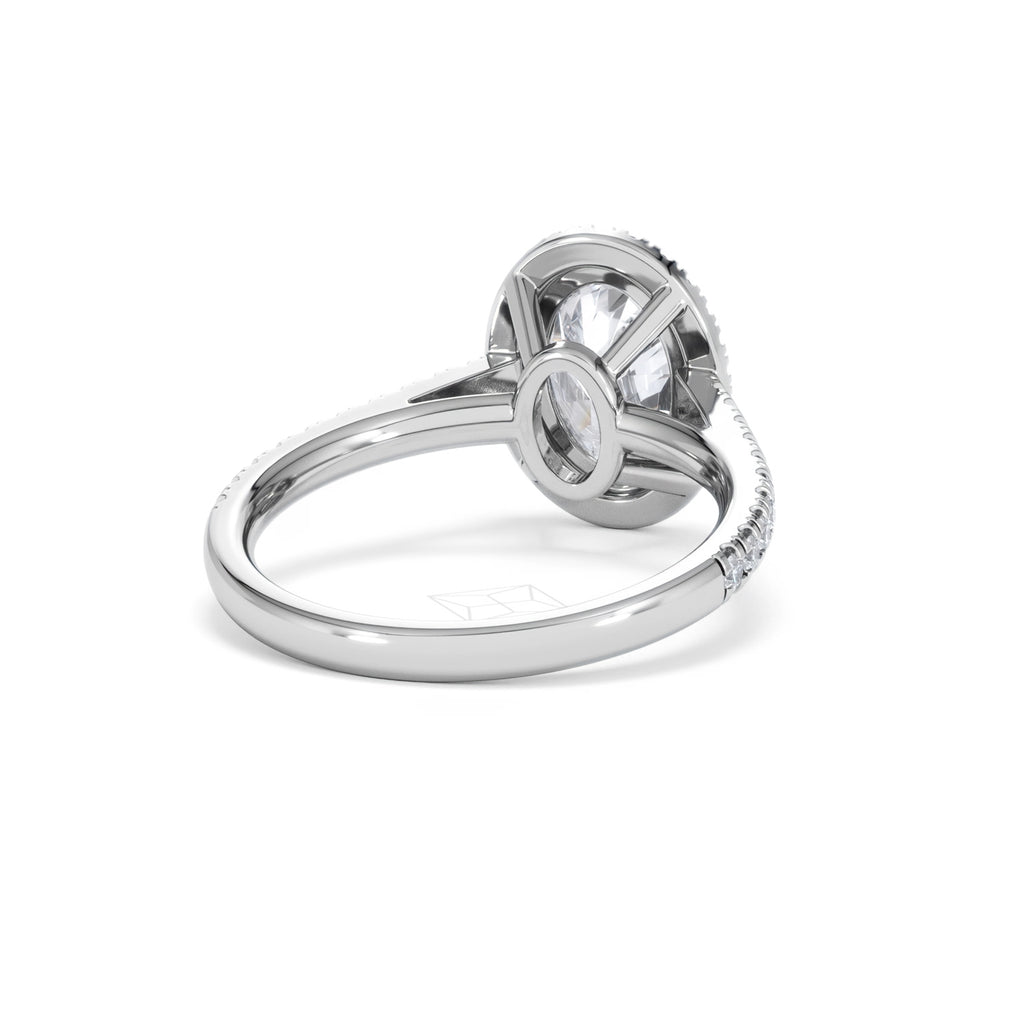Georgina Lab Oval Diamond Halo Engagement Ring 18K White Gold 2.55ct F/VS1