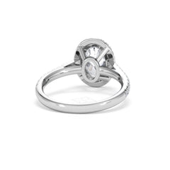 Georgina Lab Oval Diamond Halo Engagement Ring 18K White Gold 2.55ct F/VS1