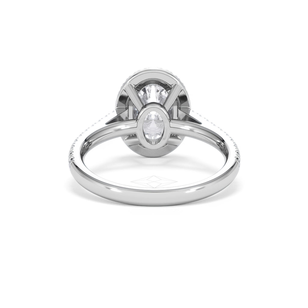 Georgina Lab Oval Diamond Halo Engagement Ring 18K White Gold 2.55ct F/VS1