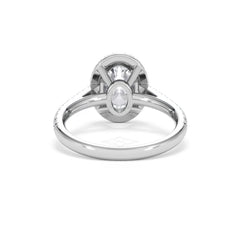 Georgina Lab Oval Diamond Halo Engagement Ring 18K White Gold 2.55ct F/VS1