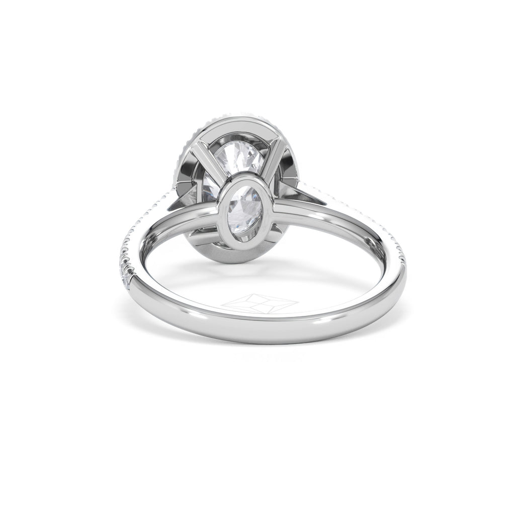 Georgina Lab Oval Diamond Halo Engagement Ring 18K White Gold 2.55ct F/VS1