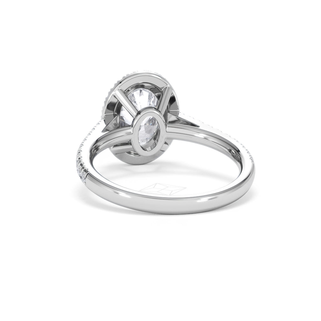 Georgina Lab Oval Diamond Halo Engagement Ring 18K White Gold 2.55ct F/VS1