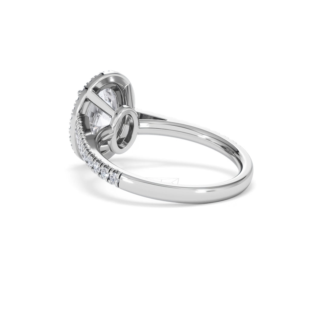 Georgina Lab Oval Diamond Halo Engagement Ring 18K White Gold 2.55ct F/VS1