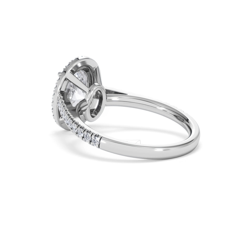 Georgina Lab Oval Diamond Halo Engagement Ring 18K White Gold 2.55ct F/VS1