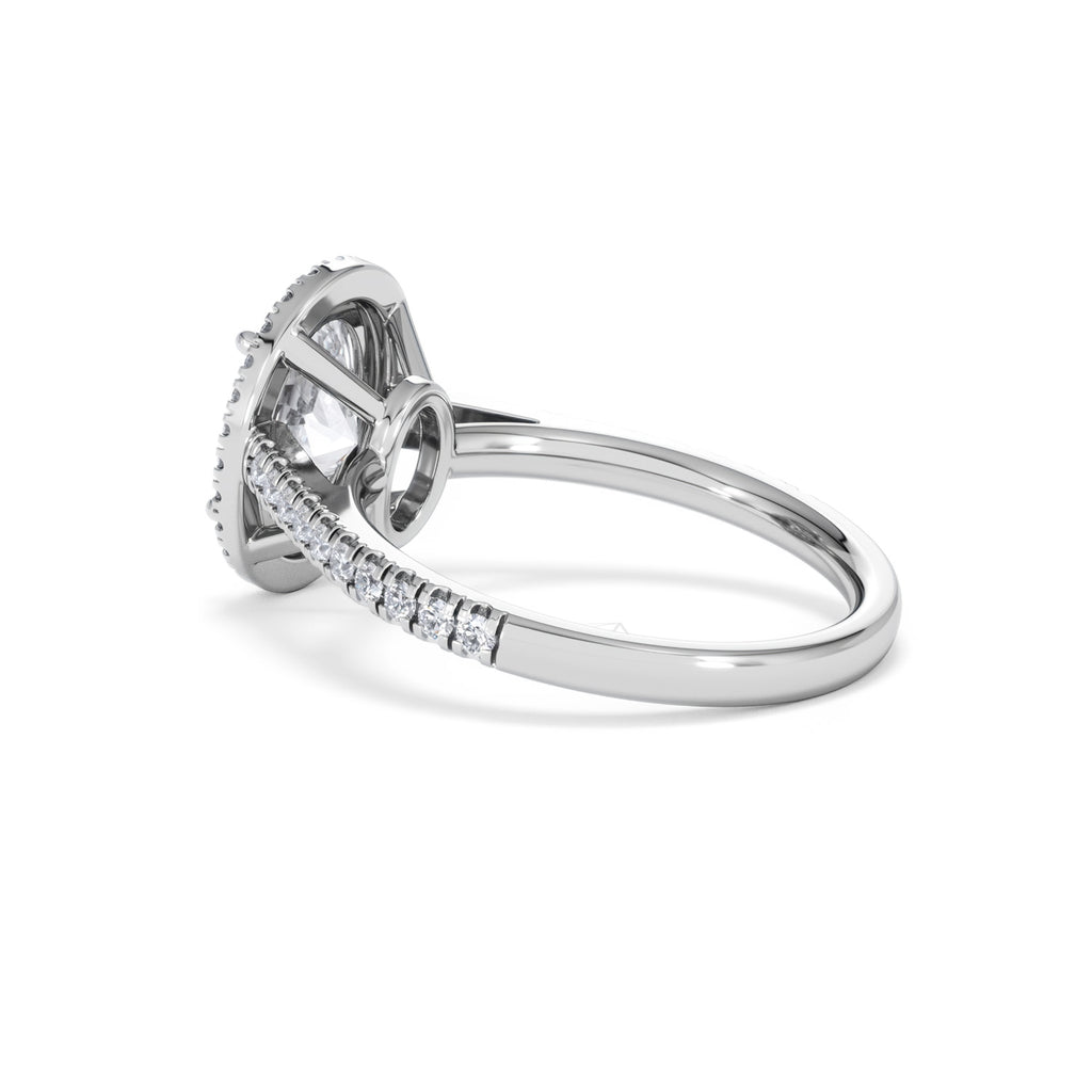 Georgina Lab Oval Diamond Halo Engagement Ring 18K White Gold 2.55ct F/VS1