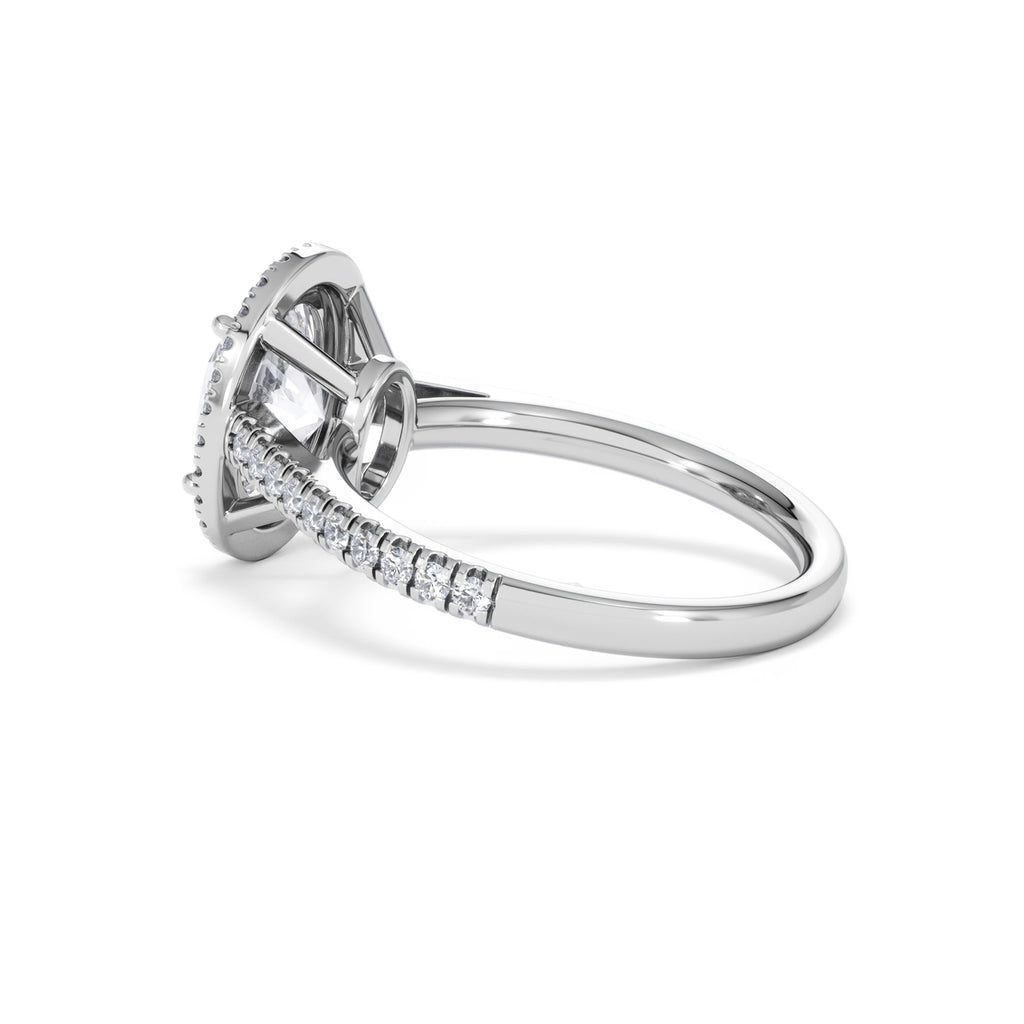 Georgina Lab Oval Diamond Halo Engagement Ring 18K White Gold 2.55ct F/VS1