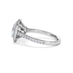 Georgina Lab Oval Diamond Halo Engagement Ring 18K White Gold 2.55ct F/VS1