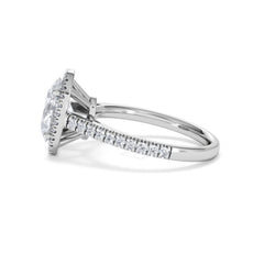 Georgina Lab Oval Diamond Halo Engagement Ring 18K White Gold 2.55ct F/VS1
