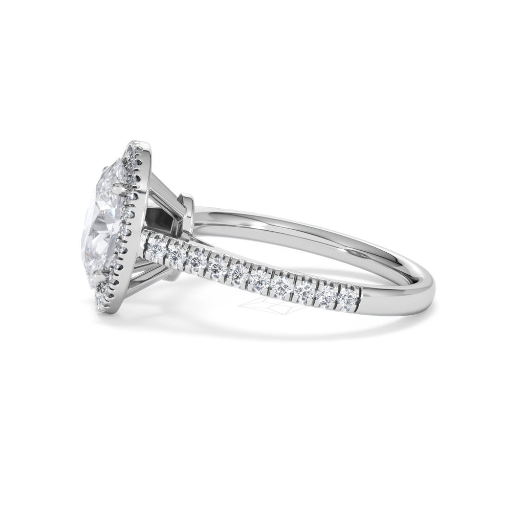 Georgina Lab Oval Diamond Halo Engagement Ring 18K White Gold 2.55ct F/VS1