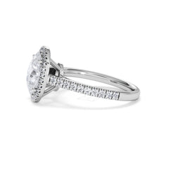 Georgina Lab Oval Diamond Halo Engagement Ring 18K White Gold 2.55ct F/VS1