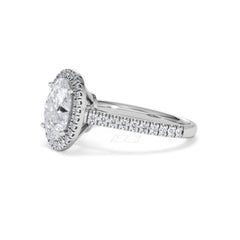 Georgina Lab Oval Diamond Halo Engagement Ring 18K White Gold 2.55ct F/VS1