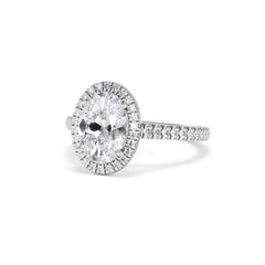 Georgina Lab Oval Diamond Halo Engagement Ring 18K White Gold 2.55ct F/VS1