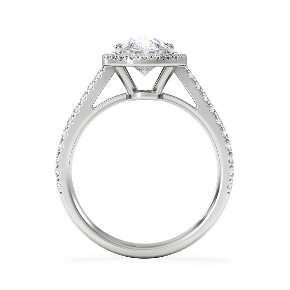 Georgina Lab Oval Diamond Halo Engagement Ring 18K White Gold 2.55ct F/VS1