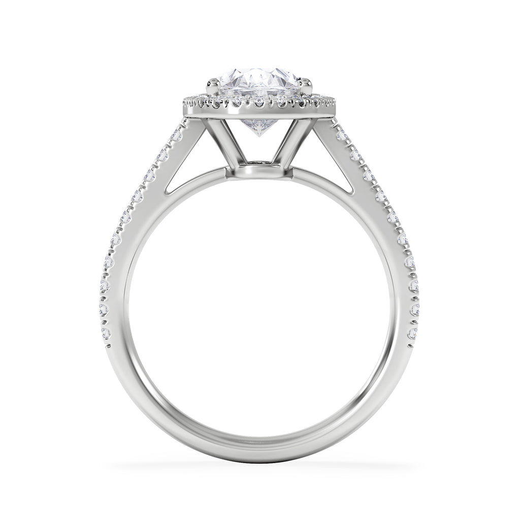 Georgina Lab Oval Diamond Halo Engagement Ring 18K White Gold 2.55ct F/VS1